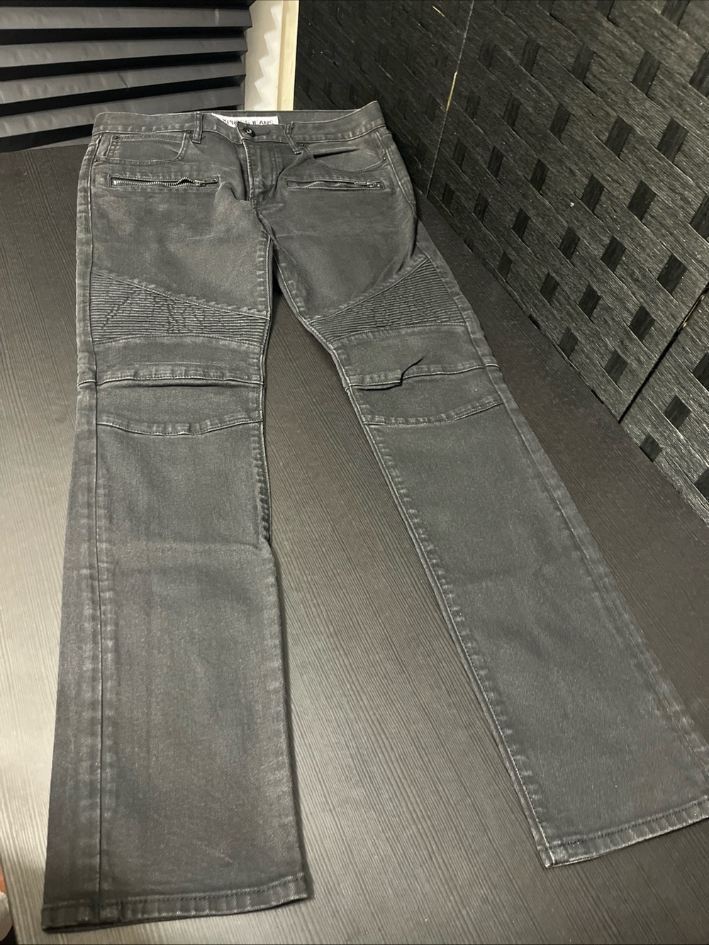 Men’s Ash Black Express Moto Jeans Slim Fit Size 31x32